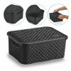 Cesto Oganizador Rattan C/ Tampa 3Litros Preto